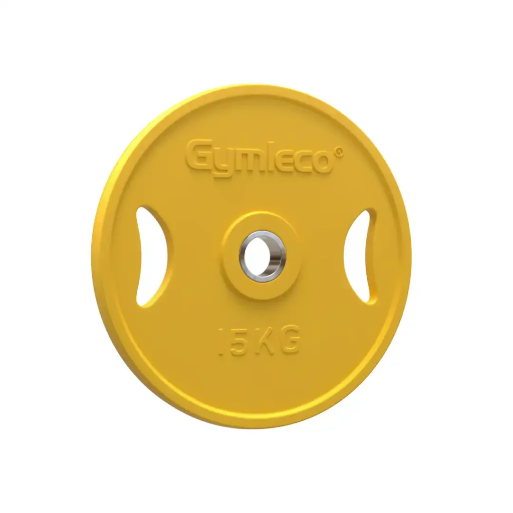 gul viktskiva i gummi 15 kg från gymleco
