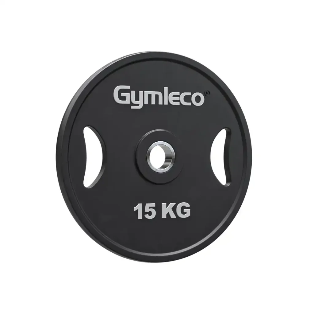 gymleco viktskiva 15 kg i svart polyuretan